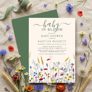 Baby in Bloom Wilde Bloemenweide Baby Shower Kaart