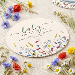Baby in Bloom Wilde Bloemenweide Baby Shower Ronde Kartonnen Onderzetter