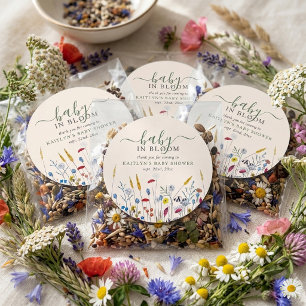 Baby in Bloom Wilde Bloemenweide Baby Shower Ronde Sticker