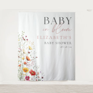 Baby In Bloom Wildflower Baby Shower Achtergrond Wandkleed
