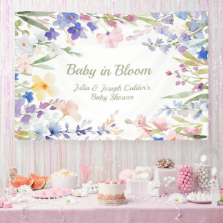 Baby in Bloom Wildflower Baby Shower Bloemen Spandoek