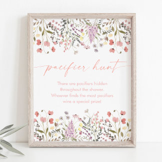 Baby In Bloom Wildflower Baby shower Fopspeen Hunt Poster