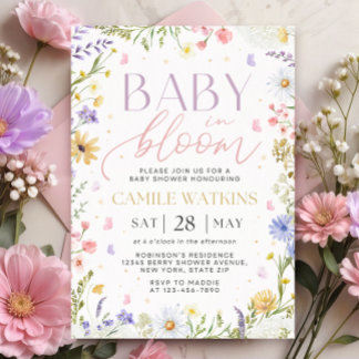 Baby In Bloom Wildflower Baby Shower Invitation Kaart