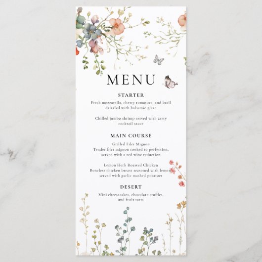 Baby in Bloom Wildflower Baby Shower Menu (Voorkant)