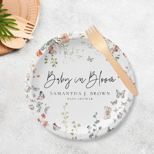 Baby in Bloom Wildflower Baby shower Papieren Bordje