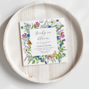 Baby In Bloom Wildflower Baby shower Uitnodigen Kaart