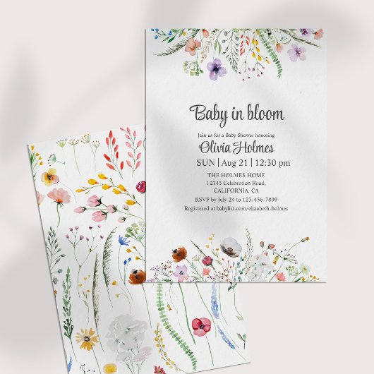 Baby in Bloom Wildflower Baby shower Uitnodiging