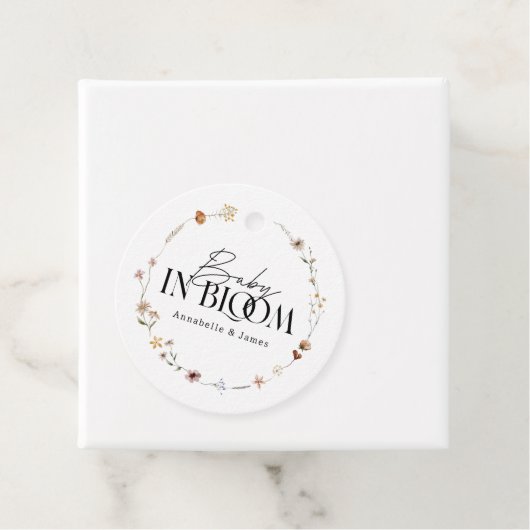 Baby in bloom wildflower baby shower uitnodiging bedankjes labels (In situ)