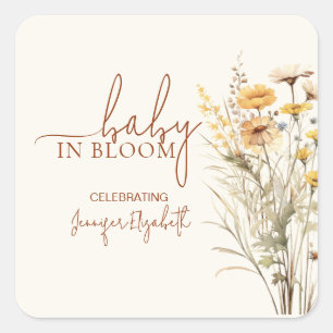 Baby in Bloom Wildflower Baby Shower Vierkante Sticker