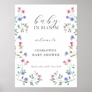 Baby in Bloom Wildflower Baby shower Welkom Poster