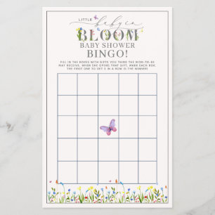 Baby in Bloom Wildflower Bingo Game Flyer