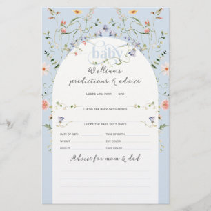 Baby in Bloom Wildflower Blue Boy Baby shower Game