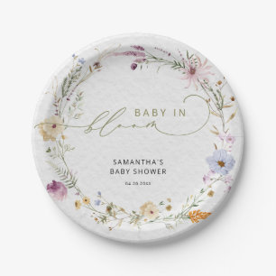 Baby in Bloom Wildflower Boho Baby shower Papieren Bordje