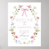 Baby in Bloom Wildflower Bow Baby shower Welkom Poster (Voorkant)