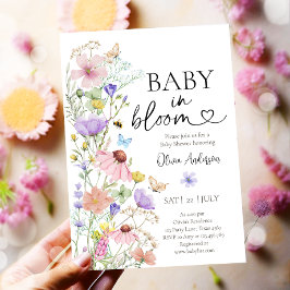 Baby in Bloom Wildflower Butterflies Baby shower Kaart