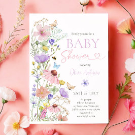 Baby in Bloom Wildflower Butterflies Baby shower Kaart