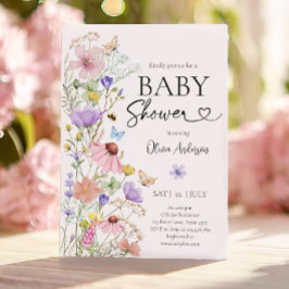 Baby in Bloom Wildflower Butterflies Baby shower Kaart