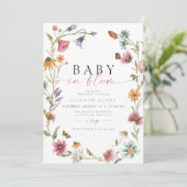 Baby in Bloom Wildflower Butterfly Baby shower Kaart (Staand voorkant)