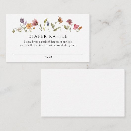 Baby in Bloom Wildflower Diaper Raffle Informatiekaartje (Voorkant / Achterkant)