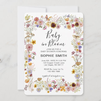 Baby in Bloom Wildflower Dusty Roos Baby shower Kaart