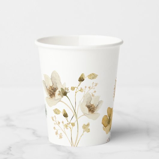 Baby in Bloom Wildflower Elegant boho Baby shower Papieren Bekers (Links)