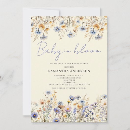 Baby in Bloom Wildflower Floral Baby shower Kaart (Voorkant)