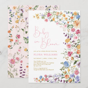 Baby in Bloom Wildflower Girl Baby shower Kaart