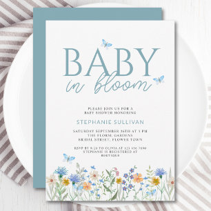 Baby in Bloom Wildflower Jongens Baby Shower Kaart