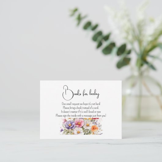 Baby in Bloom WildFlower Lila Baby shower Informatiekaartje (Staand voorkant)