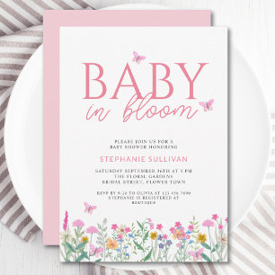 Baby in Bloom Wildflower Meisjes Baby Shower Kaart