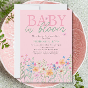 Baby in Bloom Wildflower Meisjes Baby Shower Kaart