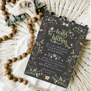 Baby in Bloom Wildflower Modern Dark Baby shower Kaart