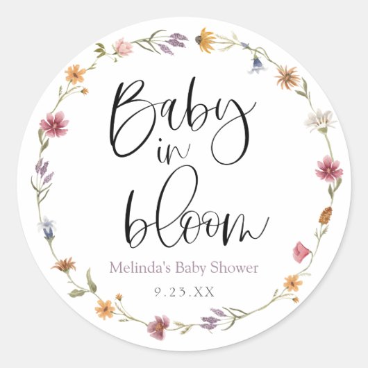 Baby in Bloom Wildflower Ronde Sticker (Voorkant)