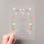 Baby in Bloom Wildflower roze Bow Baby shower Acryl Uitnodigingen (Insitu (Draagbaar))