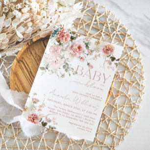 Baby in Bloom Wildflower Roze Meisje Baby shower Kaart