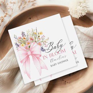 Baby In Bloom Wildflower Roze Strik Baby Shower Servet
