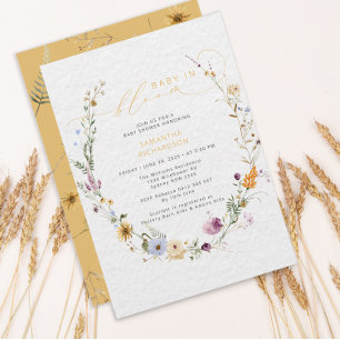 Baby in Bloom Wildflower Rustic Baby shower Kaart