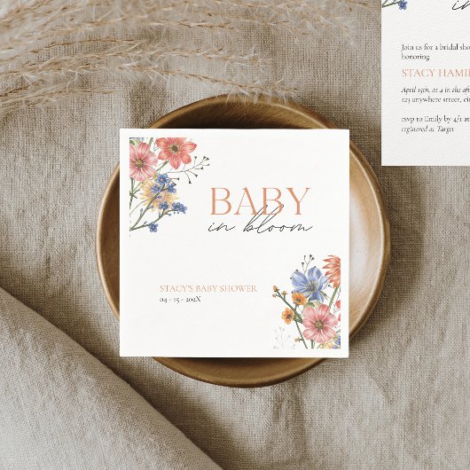 Baby in bloom Wildflower Spring Baby shower Servet