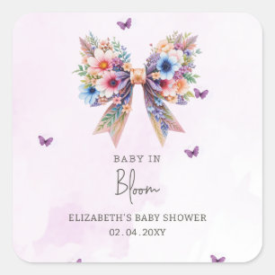 Baby in Bloom Wildflowers Bow Girl Baby shower Vierkante Sticker