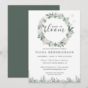Baby in Bloom Witte bloemige groene baby shower