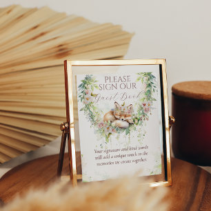 Baby in Bloom Woodland Bloemen Baby Meisje Douche Poster