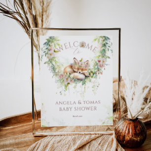 Baby in Bloom Woodland Bloemen Baby Meisje Douche Poster