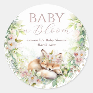 Baby in Bloom Woodland Bloemen Baby Meisje Douche Ronde Sticker