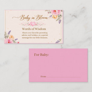 Baby in Bloom Woorden van Wijsheid Bijlagekaart    Informatiekaartje