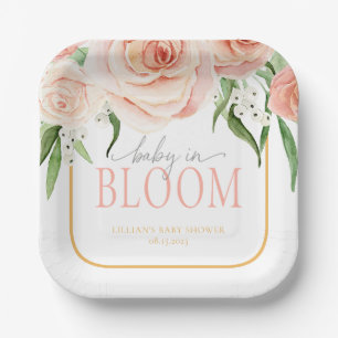 Baby In Bloom Zachte Roze Rozen Tuin Baby Shower  Papieren Bordje