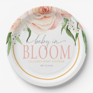 Baby In Bloom Zachte Roze Rozen Tuin Baby Shower Papieren Bordje