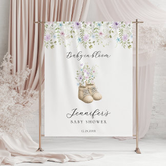 Baby in Bloom Zomer Baby Shower Achtergrond Wandkleed