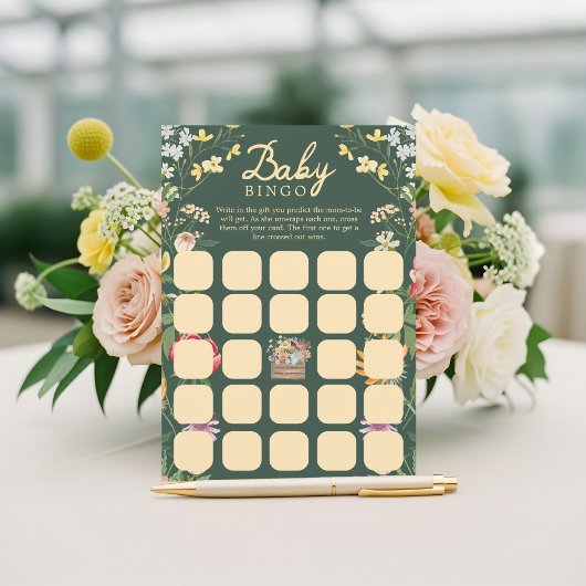 Baby in Bloom Zomer Bloemen Tuin Bingo Game Kaart