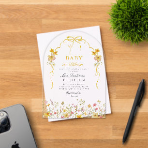 Baby in Bloom Zomer geel wilde bloem baby shower Acryl Uitnodigingen