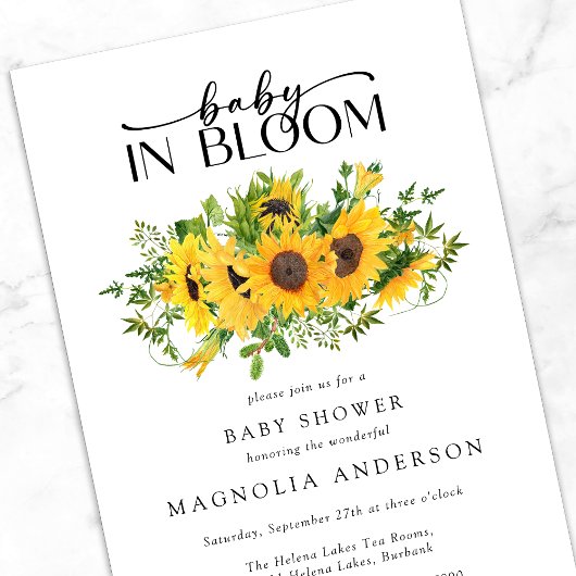 Baby in Bloom Zonnebloem Baby shower Kaart